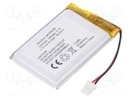 Re-battery: Li-Po; 3.7V; 2000mAh; cables,MOLEX 5264-2P socket CELLEVIA BATTERIES