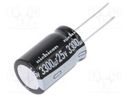 Capacitor: electrolytic; THT; 3300uF; 25VDC; Ø16x25mm; Pitch: 7.5mm NICHICON