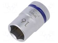Socket; 6-angles,socket spanner; HEX 16mm; Chrom-vanadium steel WERA