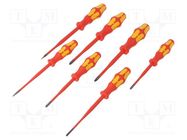 Kit: screwdrivers; insulated; 1kVAC; slot; for electricians; 7pcs. WERA