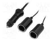 Cigarette lighter socket extension cord; Inom: 5A; 12V/2.5A SCI