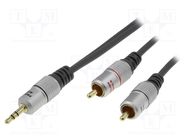 Cable; Jack 3.5mm plug,RCA plug x2; 1.8m; black PROLINK