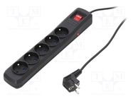 Plug socket strip: protective; Sockets: 5; 250VAC; 10A; black ARMAC