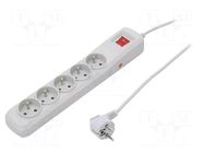 Plug socket strip: protective; Sockets: 5; 250VAC; 10A; grey ARMAC