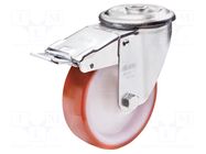 Transport wheel; Ø: 100mm; W: 30mm; H: 128mm; torsional with lock ELESA+GANTER