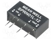 Converter: DC/DC; 1W; Uin: 4.75÷5.5V; Uout: 12VDC; Iout: 0÷84mA; SIP6 MEAN WELL