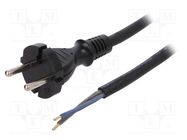 Cable; 2x1.5mm2; CEE 7/17 (C) plug,wires; rubber; 4m; black; 16A PLASTROL