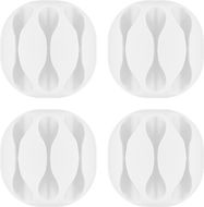 Cable Management 3 Slots, White, white - 4-piece set for organising and attaching cables, removable