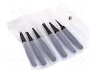 Tweezers-set; ESD; 6pcs. IDEAL-TEK