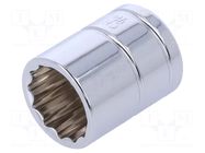 Socket; 12-angles,socket spanner; 14mm; 1/4"; Plating: chromium Workpro