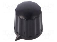 Knob; with pointer; ABS; Øshaft: 6mm; Ø12x12.8mm; black MENTOR