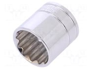 Socket; 12-angles,socket spanner; 23mm; 3/8"; Plating: chromium Workpro