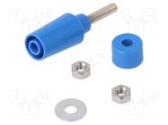 Connector: 4mm banana; socket; 32A; blue; on panel; 45mm POMONA