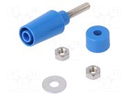Connector: 4mm banana; socket; 32A; blue; on panel; 45mm POMONA