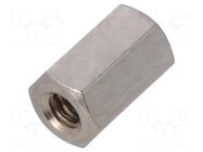 Screwed spacer sleeve; 8mm; Int.thread: UNC4-40; hexagonal; brass DREMEC