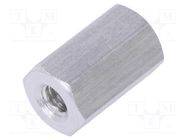 Screwed spacer sleeve; 10mm; Int.thread: M3; hexagonal; aluminium DREMEC