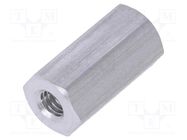 Screwed spacer sleeve; 12mm; Int.thread: M3; hexagonal; aluminium DREMEC