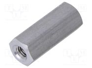 Screwed spacer sleeve; 15mm; Int.thread: M3; hexagonal; aluminium 