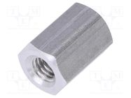 Screwed spacer sleeve; 8mm; Int.thread: M3; hexagonal; aluminium 