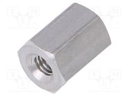 Screwed spacer sleeve; 8mm; Int.thread: M3; hexagonal; aluminium 