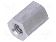 Screwed spacer sleeve; 10mm; Int.thread: M4; hexagonal; aluminium 