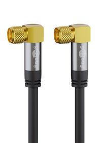 SAT Antenna Cable (135 dB), 4x Shielded, 10 m, black - gold-plated, F plug 90° > F plug 90°