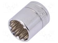 Socket; 12-angles,socket spanner; 19mm; 3/8"; Plating: chromium Workpro