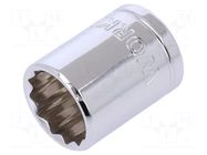 Socket; 12-angles,socket spanner; 16mm; 3/8"; Plating: chromium Workpro