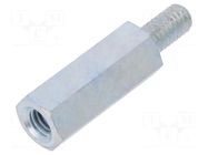 Screwed spacer sleeve; 18mm; Int.thread: M4; Ext.thread: M4; steel DREMEC