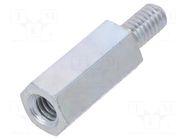Screwed spacer sleeve; 15mm; Int.thread: M4; Ext.thread: M4; steel DREMEC