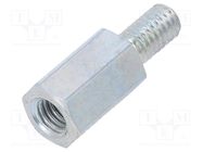 Screwed spacer sleeve; 8mm; Int.thread: M3; Ext.thread: M3; steel DREMEC