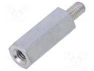 Screwed spacer sleeve; 15mm; Int.thread: M3; Ext.thread: M3; steel 