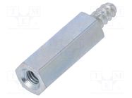 Screwed spacer sleeve; 15mm; Int.thread: M3; Ext.thread: ST2,9 