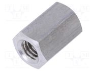 Screwed spacer sleeve; 15mm; Int.thread: M6; hexagonal; aluminium 