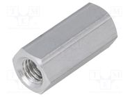 Screwed spacer sleeve; 18mm; Int.thread: M5; hexagonal; aluminium 