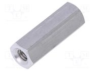 Screwed spacer sleeve; 20mm; Int.thread: M4; hexagonal; aluminium 