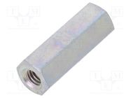 Screwed spacer sleeve; 20mm; Int.thread: M4; hexagonal; steel DREMEC