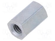 Screwed spacer sleeve; 8mm; Int.thread: M3; hexagonal; steel; zinc DREMEC