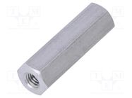 Screwed spacer sleeve; 20mm; Int.thread: M3; hexagonal; aluminium DREMEC