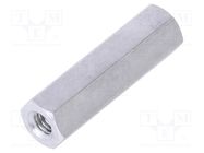 Screwed spacer sleeve; 20mm; Int.thread: M3; hexagonal; aluminium 