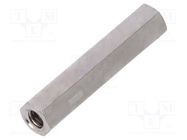 Screwed spacer sleeve; 20mm; Int.thread: M2,5; hexagonal; brass DREMEC