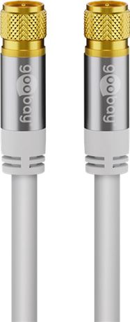 Satellite Antenna Cable (135 dB), 4x Shielded, 10 m, white - gold-plated, F plug > F plug
