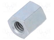 Screwed spacer sleeve; 8mm; Int.thread: M4; hexagonal; steel; zinc DREMEC