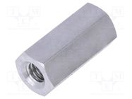 Screwed spacer sleeve; 15mm; Int.thread: M4; hexagonal; aluminium DREMEC