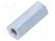 Screwed spacer sleeve; 15mm; Int.thread: M3; hexagonal; steel 