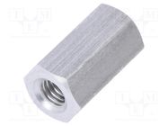 Screwed spacer sleeve; 10mm; Int.thread: M3; hexagonal; aluminium DREMEC