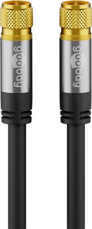 Satellite Antenna Cable (135 dB), 4x Shielded, 2 m, black - gold-plated, F plug > F plug