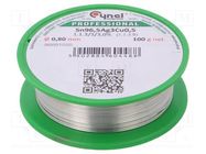 Tin; lead free; Sn96,5Ag3Cu0,5; 0.8mm; 100g; reel; 217÷219°C; 3% 