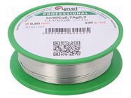 Tin; lead free; Sn99Ag0,3Cu0,7; 0.8mm; 100g; reel; 216÷227°C; 3% CYNEL