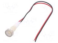 Indicator: LED; flat; white; 110VDC; 110VAC; Ø10mm; cables; 200mm NINIGI